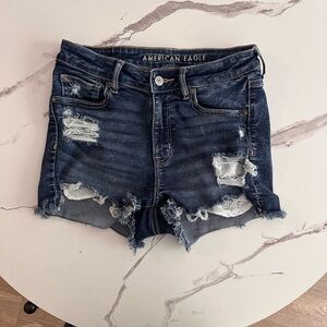 American Eagle Outfitters Blue Distressed Jean Shorts Size 4